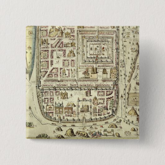 「Cからのエルサレムそして周囲の地図、 缶バッジ (正面)