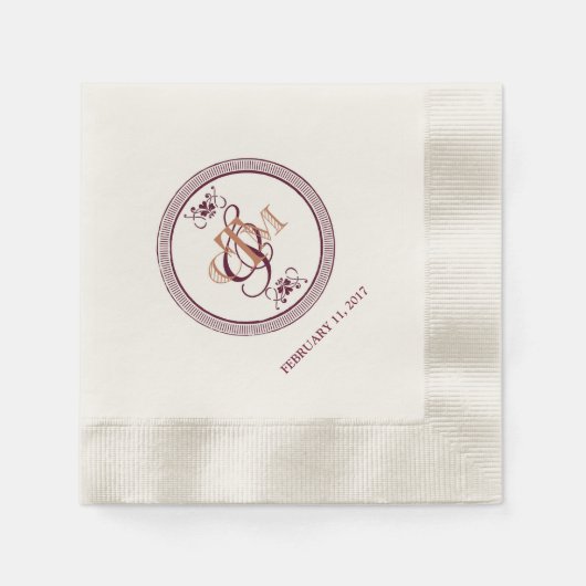 CとMのカクテルモノグラムのナプキン 縁ありカクテルナプキン (正面)