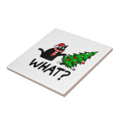 Cにおもしろいクリスマスツリーを押し付ける黒猫ギフト タイル (側面)
