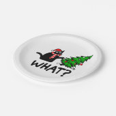 Cにおもしろいクリスマスツリーを押し付ける黒猫ギフト ペーパープレート (アングル)