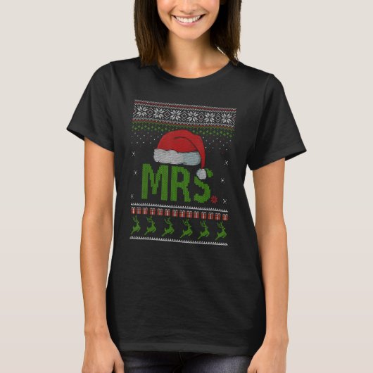 Cにマッチするクロースの醜いクリスマスセーター夫妻 Tシャツ (正面)