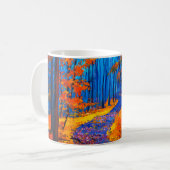 cに美しい秋の森を描いた油絵 コーヒーマグカップ (正面左)