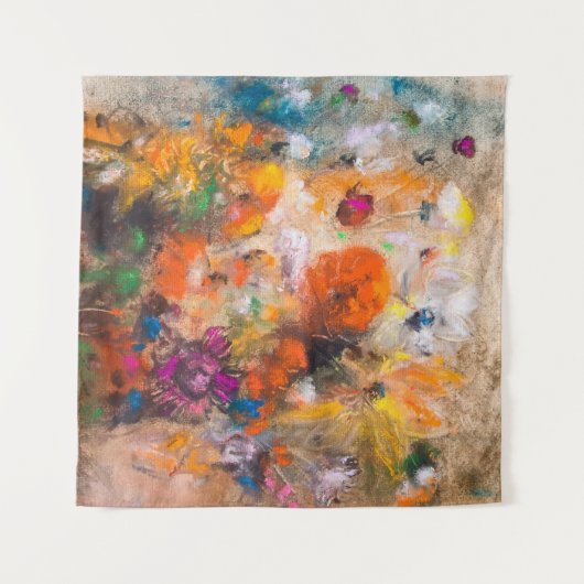 cに美しい秋の森を描いた油絵 タペストリー (正面(横))