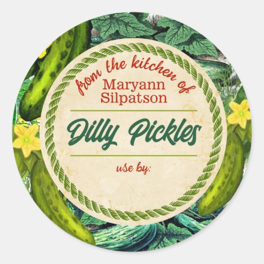 Cのキッパーソナライズされたチンから缶詰の漬物 ラウンドシール (正面)
