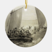 Cのトルコの海賊に十分に乗っているアゾフのコサック人 セラミックオーナメント (正面)