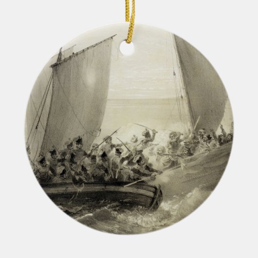 Cのトルコの海賊に十分に乗っているアゾフのコサック人 セラミックオーナメント (正面)