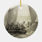 Cのトルコの海賊に十分に乗っているアゾフのコサック人 セラミックオーナメント (裏面)