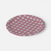 cの上に紅白の花の花柄 ペーパープレート (アングル)