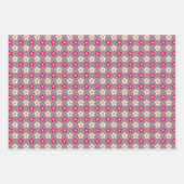 cの上に紅白の花の花柄 ラッピングペーパーシート (正面)