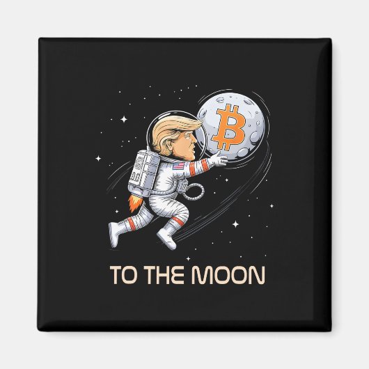Cの上昇を投資する月への可愛いトランプBitcoin マグネット (正面)