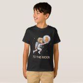 Cの上昇を投資する月への可愛いトランプBitcoin Tシャツ (正面フル)