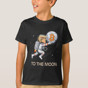 Cの上昇を投資する月への可愛いトランプBitcoin Tシャツ