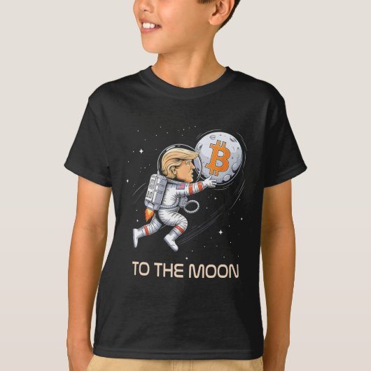 Cの上昇を投資する月への可愛いトランプBitcoin Tシャツ (正面)
