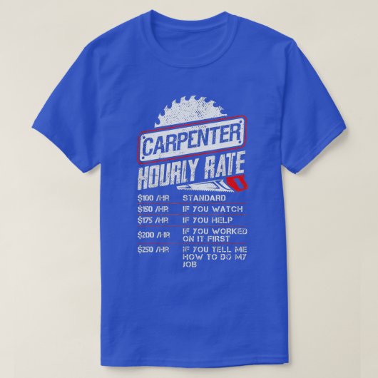 Cの大工おもしろい時給 Tシャツ (デザイン正面)