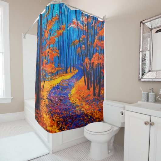 cの美しい秋の森を示す油絵 シャワーカーテン (インサイチュ)
