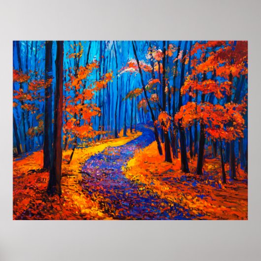 cの美しい秋の森を示す油絵 ポスター (正面)
