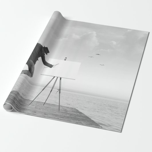 cの超現実的な黒と白の画家スケッチ ラッピングペーパー (アンロールド)