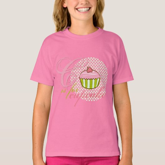 Cはカップケーキの女の子リンガーTシャツ Tシャツ (正面)