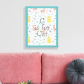 Cはキャットグリーントリミングボホキュートアラパカ子供部屋 キャンバスプリント (インサイチュ (リビング))