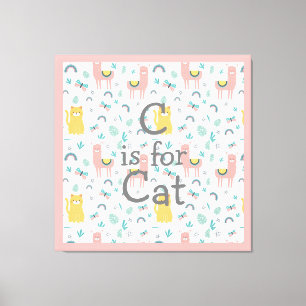 Cはキャットボホキュートアラパカピンクトトリム子供部屋 キャンバスプリント