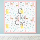 Cはキャットボホキュートアラパカピンクトトリム子供部屋 キャンバスプリント (インサイチュ (ウッドフロア))