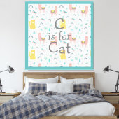 Cはキャットボホキュートアラパカ子猫グリーン子供部屋 キャンバスプリント (インサイチュ (寝室))