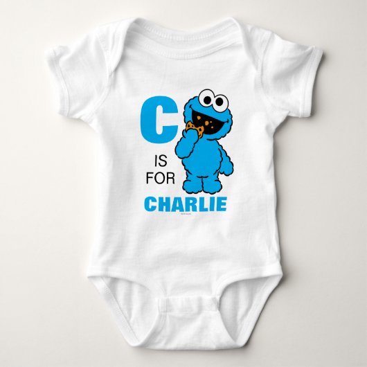 Cはクッキーモンスター用 |名前の追加 ベビーボディスーツ (正面)