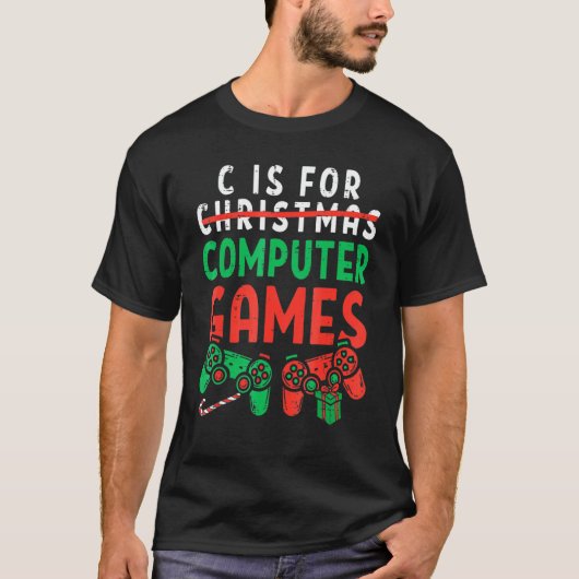 CはコンピュータゲームゲーマーボーイズのクリスマスメンズG Tシャツ (正面)