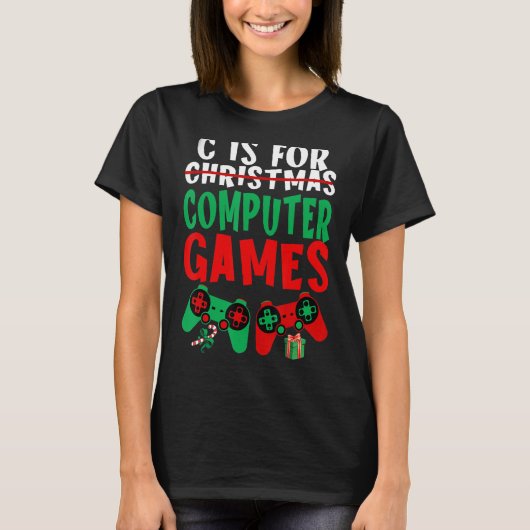 CはコンピュータゲームゲーマーボーイズのクリスマスメンズG Tシャツ (正面)