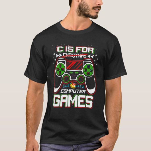Cはコンピューターゲームゲーマー男子のクリスマスプレゼントの男性用G Tシャツ (正面)