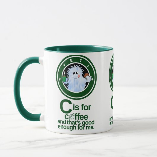 Cはコーヒー(Green on White Ver.1) マグカップ (左)