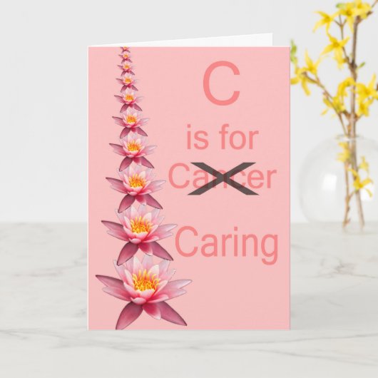 Cは蟹座サポートピンクのリボンを気にするのためです カード (黄色い花)