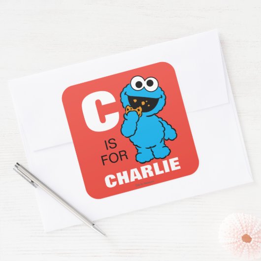 Cは|があなたの名前を加えるクッキーモンスターのためです スクエアシール (封筒)