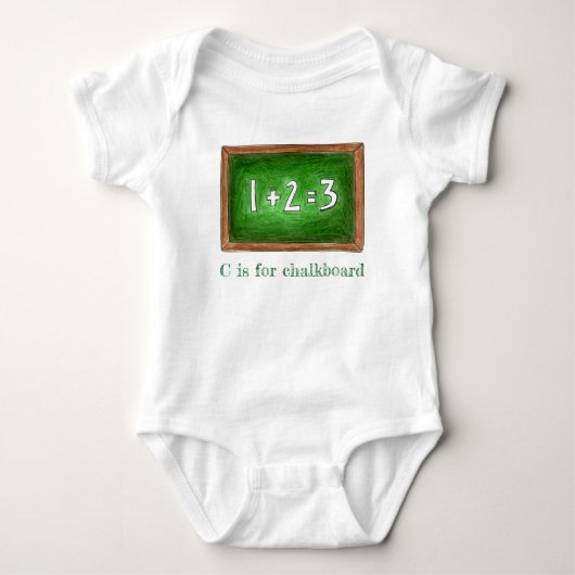 CはChalkboard Green Schoolの石板数学ABC用 ベビーボディスーツ (正面)