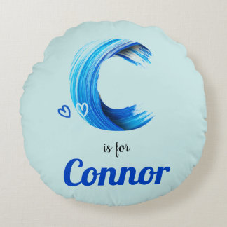 CはConnorベビーギフト名前をカスタムする パーソナライズされた ラウンドクッション