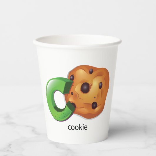 CはCookie Alphabet Letter Chocolate Chip用 紙コップ (正面)