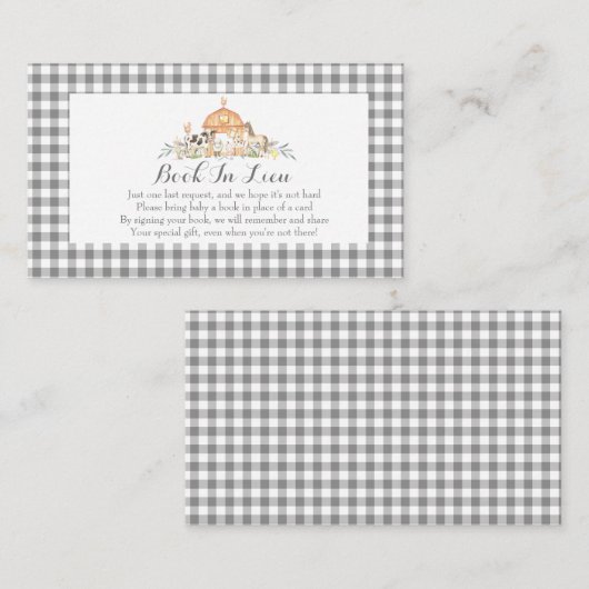 CへGingham農場の赤ん坊のシャワー招ポップ・アートの待 名刺 (正面/裏面)