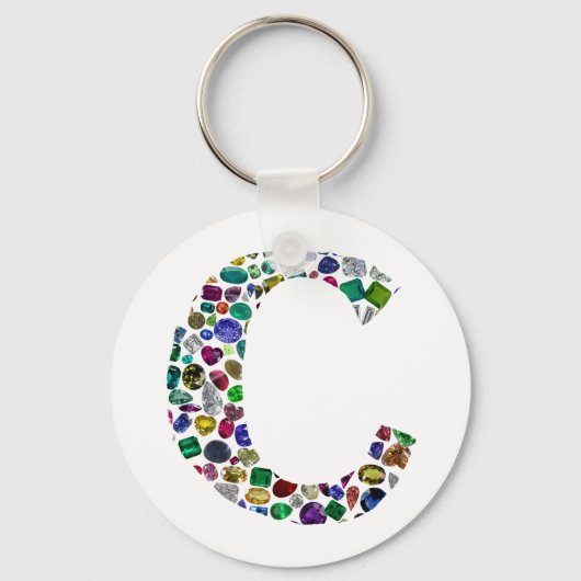 Cイニシャルジェムデザイン キーホルダー (正面)