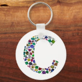 Cイニシャルジェムデザイン キーホルダー (正面)