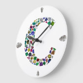 Cイニシャルジェムデザイン ラージ壁時計 (傾斜)