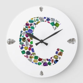 Cイニシャルジェムデザイン ラージ壁時計