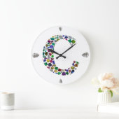 Cイニシャルジェムデザイン ラージ壁時計 (ホーム)