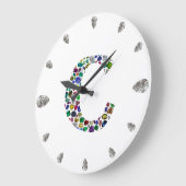 Cイニシャルジェムデザイン ラージ壁時計 (傾斜)