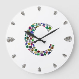 Cイニシャルジェムデザイン ラージ壁時計
