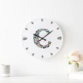 Cイニシャルジェムデザイン ラージ壁時計 (ホーム)