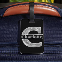 Cイニシャルパーソナライズされたシルバーモノグラムあなたの名前