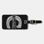 Cイニシャルパーソナライズされたシルバーモノグラムあなたの名前 ラゲッジタグ (正面横)