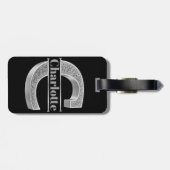 Cイニシャルパーソナライズされたシルバーモノグラムあなたの名前 ラゲッジタグ (裏面横)