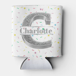 Cイニシャルパーソナライズされたシルバーモノグラムあなたの名前 缶クーラー