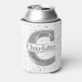 Cイニシャルパーソナライズされたシルバーモノグラムあなたの名前 缶クーラー (缶裏面)
